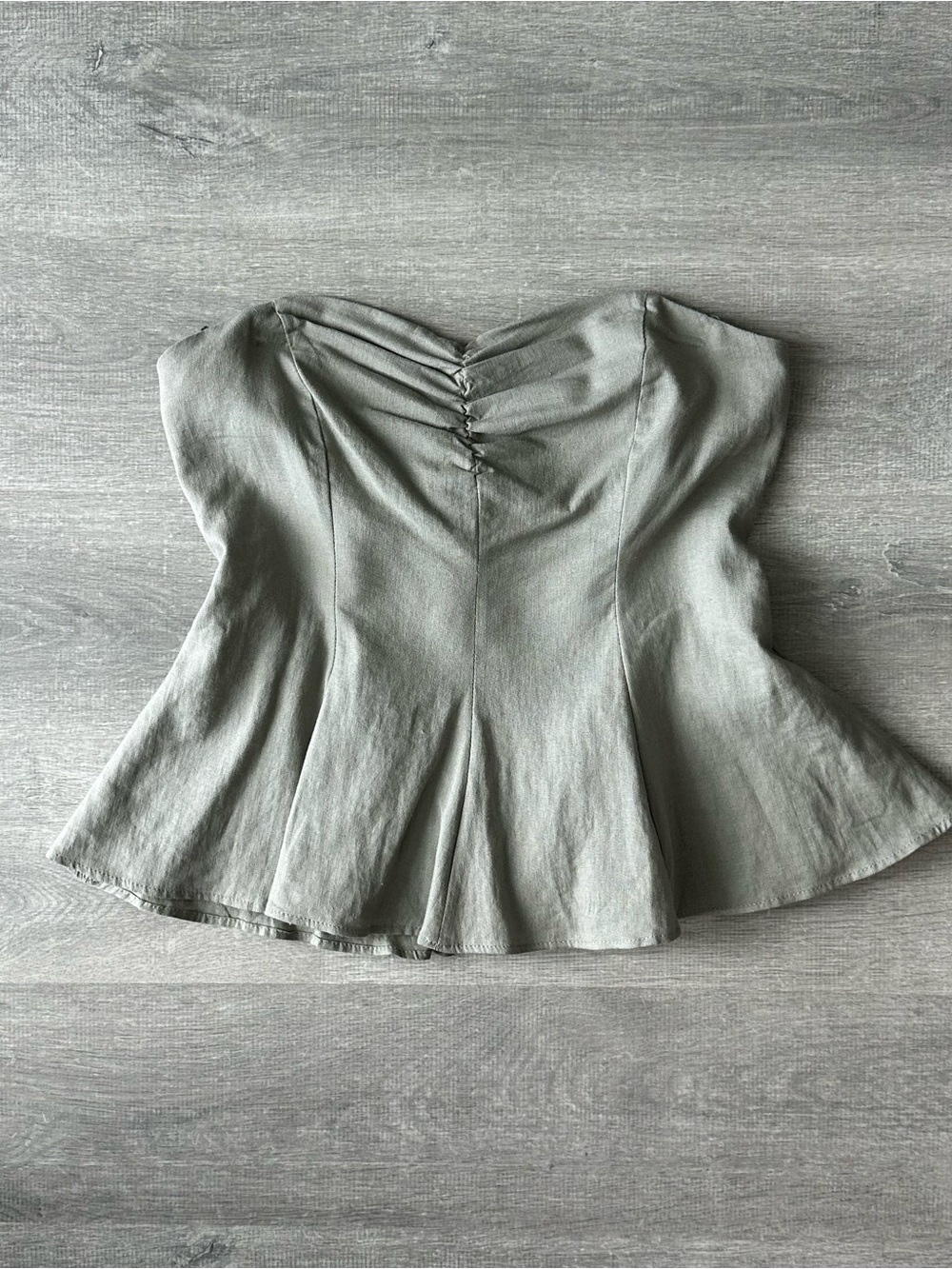 Zara Strapless Sage Green Linen Blend Tube Top Strapless Top Corset Top